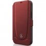 Mercedes Perforated Leather флип калъф за iPhone 12 mini - червено
