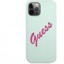Guess Vintage Script силиконов кейс за iPhone 12 Pro Max - цвят мента
