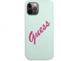 Guess Vintage Script силиконов кейс за iPhone 12 Pro Max - цвят мента