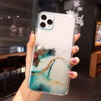 Удароустойчив прозрачен кейс с мраморен мотив за iPhone 11 Pro - син