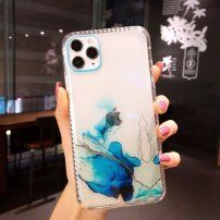 Удароустойчив прозрачен кейс с мраморен мотив за iPhone 11 Pro Max - светлосин