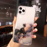 Удароустойчив прозрачен кейс с мраморен мотив за iPhone 12 Pro Max - тъмнолилав