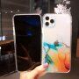 Удароустойчив прозрачен кейс с мраморен мотив за iPhone 12 Pro Max - тъмнолилав