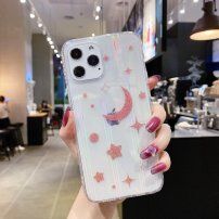 Мек променлив кейс с розови звезди и луна за iPhone 11 Pro - прозрачно