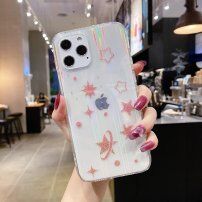 Мек променлив кейс с розови звезди за iPhone 12 mini - прозрачно