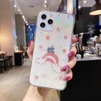 Мек променлив кейс с розови звезди и облаци за iPhone 12 Pro Max - прозрачно