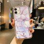 Удароустойчив кейс с мраморен мотив за iPhone 12 Pro Max - лилав