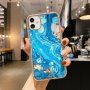 Удароустойчив кейс с мраморен мотив за iPhone 12 Pro Max - син