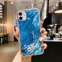 Удароустойчив кейс с мраморен мотив за iPhone 12 Pro Max - небесно син