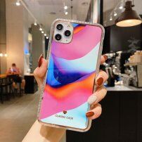 Удароустойчив защитен кейс абстрактна картина за iPhone 11 Pro Max - синьо - розов