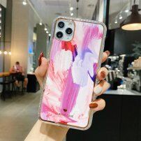 Удароустойчив защитен кейс абстрактна картина за iPhone 11 Pro Max - розово - бял