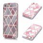 Кейс от мека пластмаса мраморна мозайка за iPhone 5 / 5S / SE (2016) - розово-бял