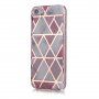 Кейс от мека пластмаса мраморна мозайка за iPhone 5 / 5S / SE (2016) - розово-бял