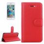 Флип калъф с кожена текстура за iPhone 5 / 5S / SE (2016) - червено