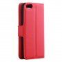Флип калъф с кожена текстура за iPhone 5 / 5S / SE (2016) - червено