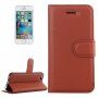 Флип калъф с кожена текстура за iPhone 5 / 5S / SE (2016) - кафяв