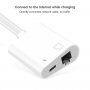 Адаптер USB-C и 8 Pin Male към ethernet RJ45 и захранващ 8 Pin Female за iPhone / iPad - бял