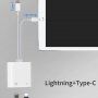 Адаптер USB-C и 8 Pin Male към ethernet RJ45 и захранващ 8 Pin Female за iPhone / iPad - бял