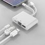 Адаптер USB-C и 8 Pin Male към USB / Ethernet RJ45 / 8 Pin Female за iPhone / iPad - бял