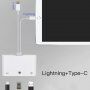 Адаптер USB-C и 8 Pin Male към USB / Ethernet RJ45 / 8 Pin Female за iPhone / iPad - бял