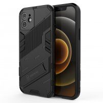 Устойчив защитен кейс със стойка за iPhone 12 - черен
