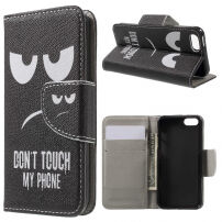 Флип калъф със стойка и място за документи за iPhone 5 / 5S / SE (2016) - Don't touch my phone