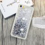 Защитен кейс с плаващи пайети за Apple iPhone SE (2016) / 5S / 5 - черно / сребърен