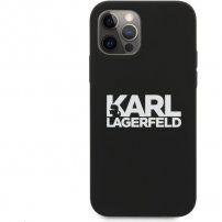 Karl Lagerfeld Stack White Logo силиконов кейс за iPhone 12 Pro Max - черен
