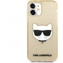 Karl Lagerfeld Choupette Head Glitter кейс за iPhone 12 mini - златен