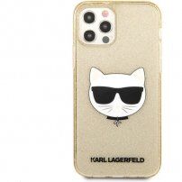 Karl Lagerfeld Choupette Head Glitter кейс за iPhone 12 Pro Max - златен