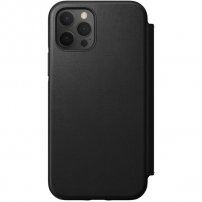 Nomad Rugged Folio кожен флип калъф с MagSafe за iPhone 12 / 12 Pro - черно