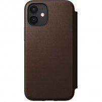 Nomad Rugged Folio кожен флип калъф с MagSafe за iPhone 12 mini - кафяв