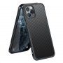 Кейс с текстура на въглеродни влакна и защитна рамка за iPhone 11 Pro - черен