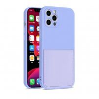 Защитен кейс с джоб за карти за iPhone 12 Pro Max - лилав