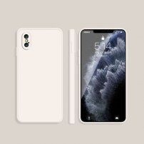 Силиконов защитен кейс с прави ъгли за iPhone XS Max - бежов