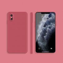 Силиконов защитен кейс с прави ъгли за iPhone XS Max - червен