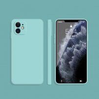 Силиконов защитен кейс с прави ъгли за iPhone 11 - светлосин