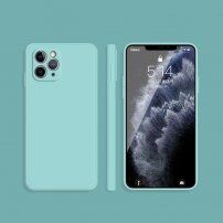Силиконов защитен кейс с прави ъгли за iPhone 11 Pro - светлосин