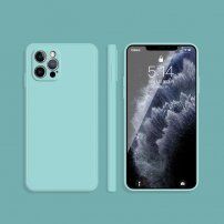 Силиконов защитен кейс с прави ъгли за iPhone 12 Pro Max - светлосин