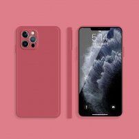 Силиконов защитен кейс с прави ъгли за iPhone 12 Pro Max - червен
