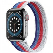 Четирицветна каишка с милански дизайн за Apple Watch 42mm / 41mm / 40mm / 38mm - синьо-червена