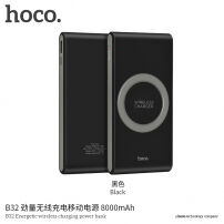HOCO външна батерия 8000mAh с безжично зареждане за Apple iPhone - черна