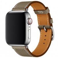 Кожена каишка за Apple Watch Ultra 49mm / 46mm / 45mm / 44mm / 42mm - сиво-кафяв