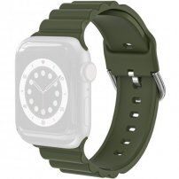 Елегантна силиконова каишка за Apple Watch Ultra 49mm / 46mm / 45mm / 44mm / 42mm - цвят маслина