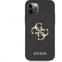 Guess Saffiano Big 4G Metal Logo кейс за iPhone 12 Pro Max - черен
