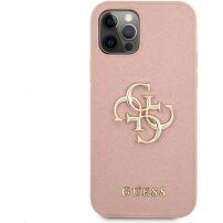 Guess Saffiano Big 4G Metal Logo кейс за iPhone 12 Pro Max - розов