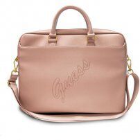 Guess Saffiano Vintage Script чанта за MacBook до 16" - розово-злато