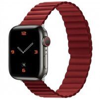 Силиконова магнитна каишка за Apple Watch Ultra 49mm / 46mm / 45mm / 44mm / 42mm - червен