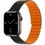 Силиконова магнитна каишка за Apple Watch Ultra 49mm / 46mm / 45mm / 44mm / 42mm - черно-оранжев