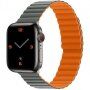 Силиконова магнитна каишка за Apple Watch Ultra 49mm / 46mm / 45mm / 44mm / 42mm - сиво-оранжев